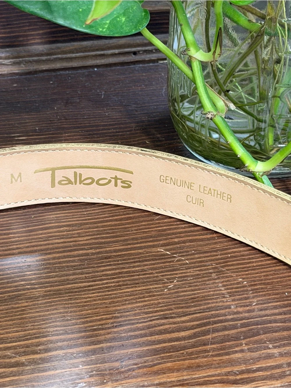 VTG Talbots Women’s Butter Yellow Leather Belt w/Brass Buckle & Star Accents Med